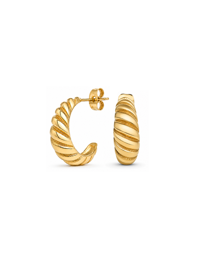 Golden Radiance Twist Hoops Earrings