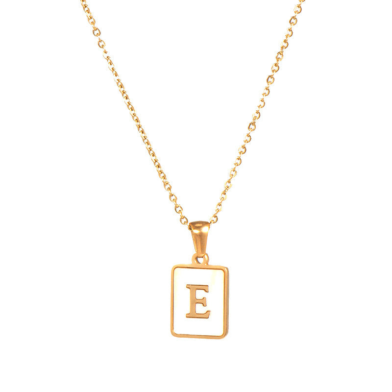 Titanium Steel English Square Letter Pendant