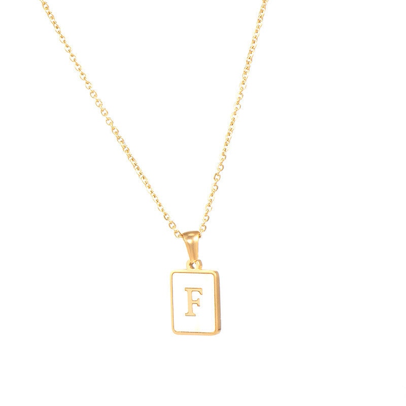 Titanium Steel English Square Letter Pendant