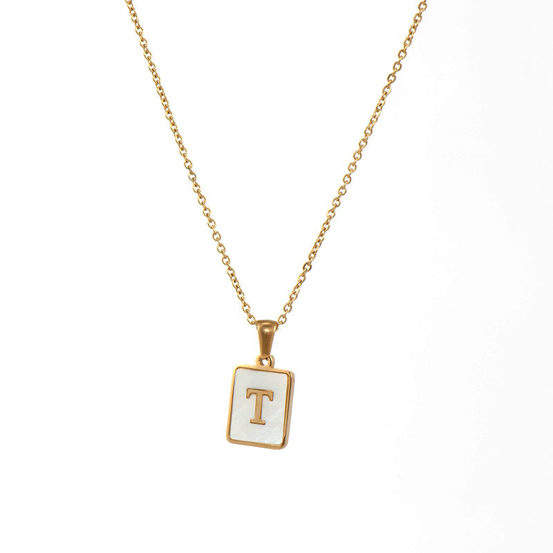 Titanium Steel English Square Letter Pendant