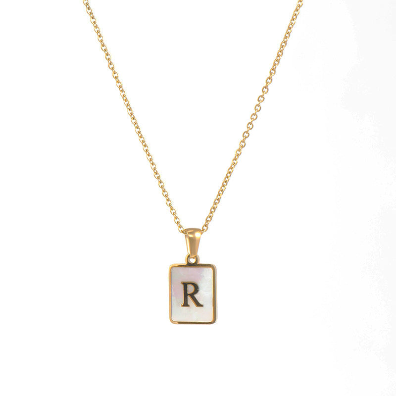 Titanium Steel English Square Letter Pendant