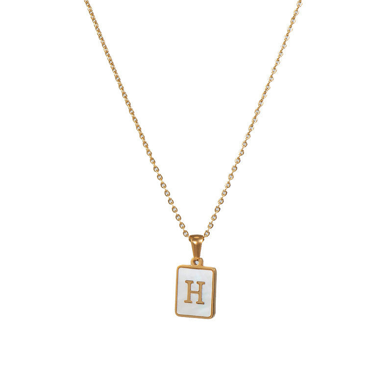 Titanium Steel English Square Letter Pendant