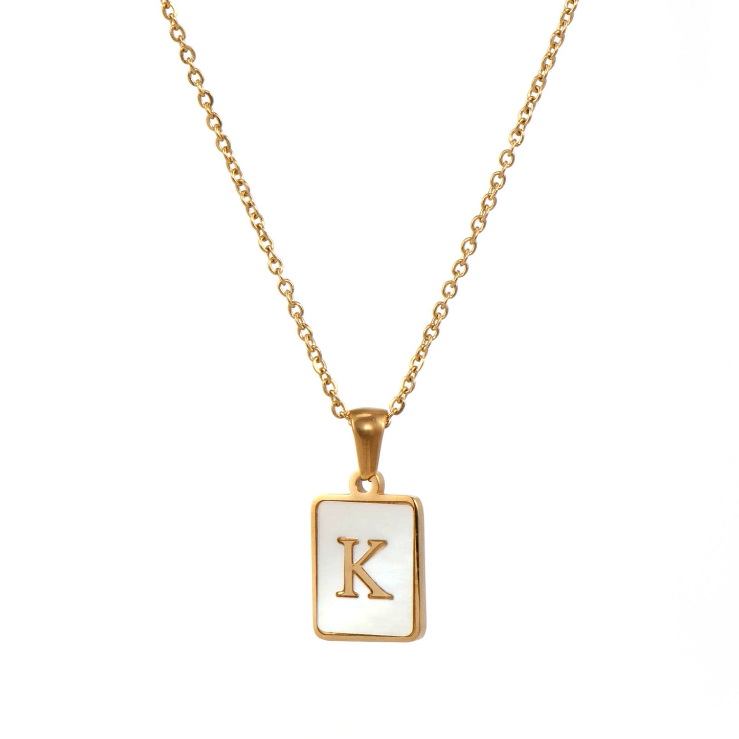 Titanium Steel English Square Letter Pendant