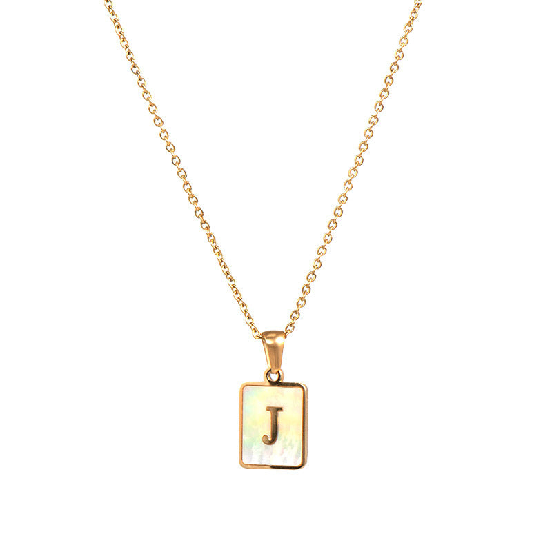 Titanium Steel English Square Letter Pendant