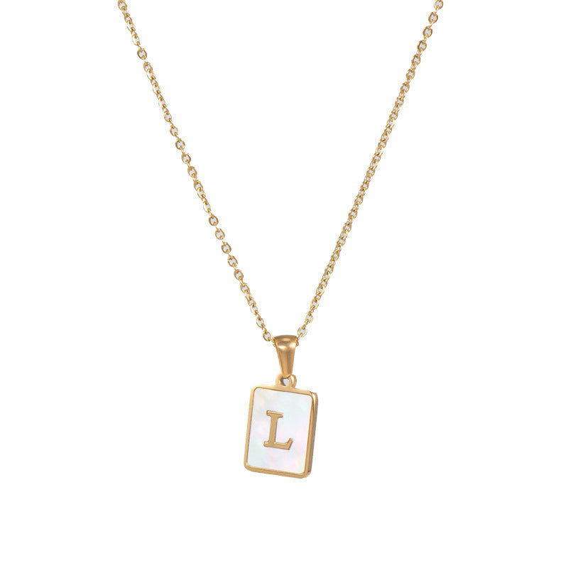 Titanium Steel English Square Letter Pendant