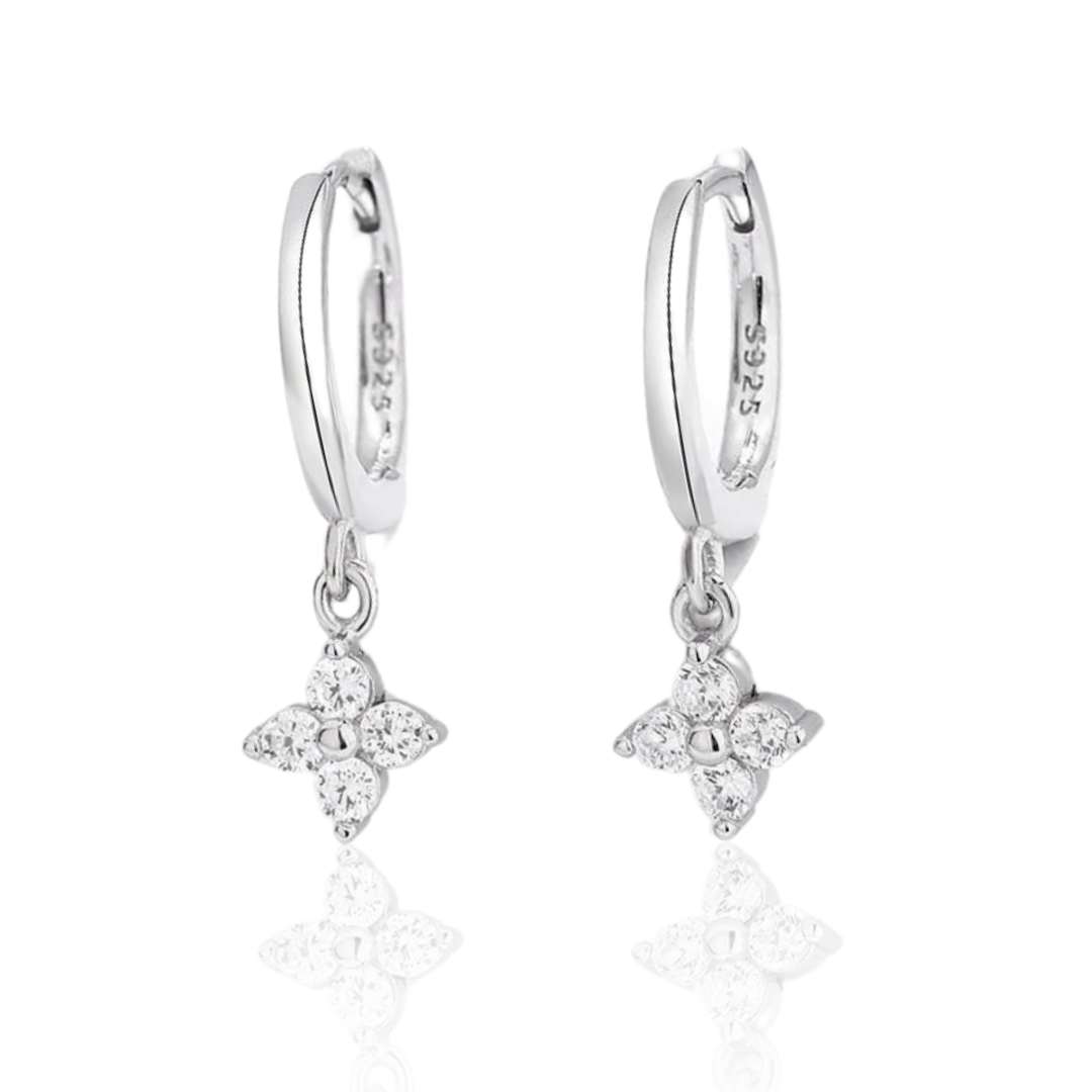 Tara Four Leaf Earrings White gold