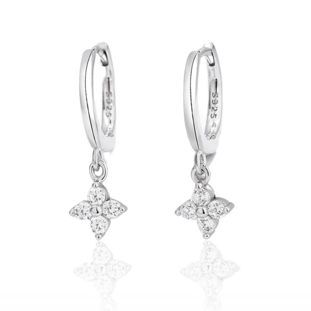 Tara Four Leaf Earrings White gold