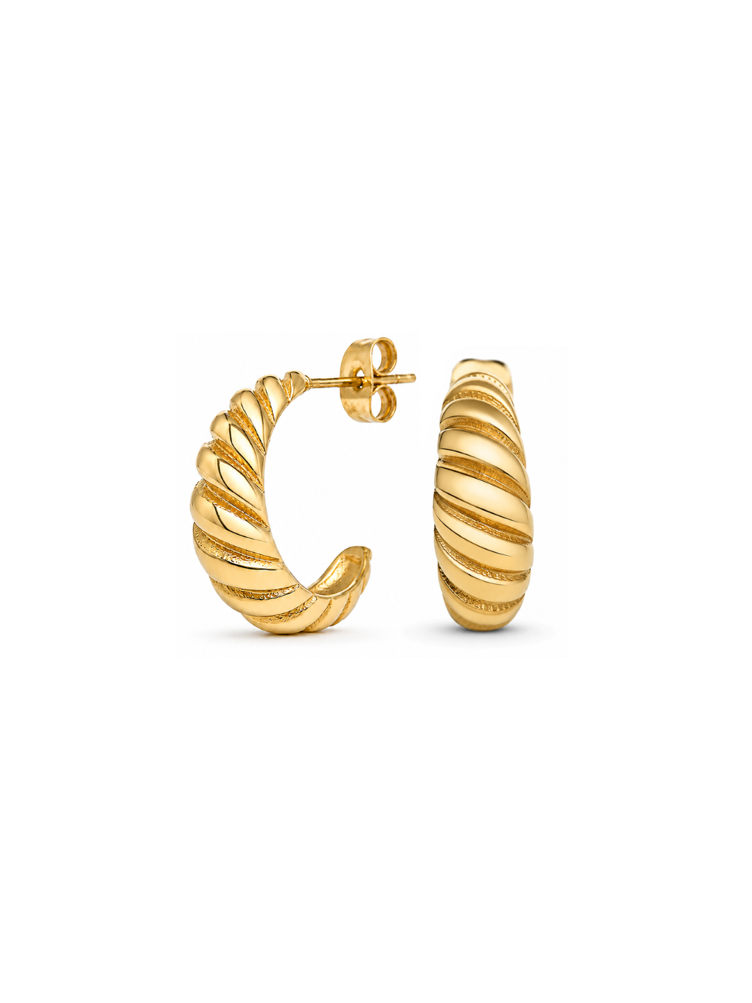 Golden Radiance Twist Hoops Earrings