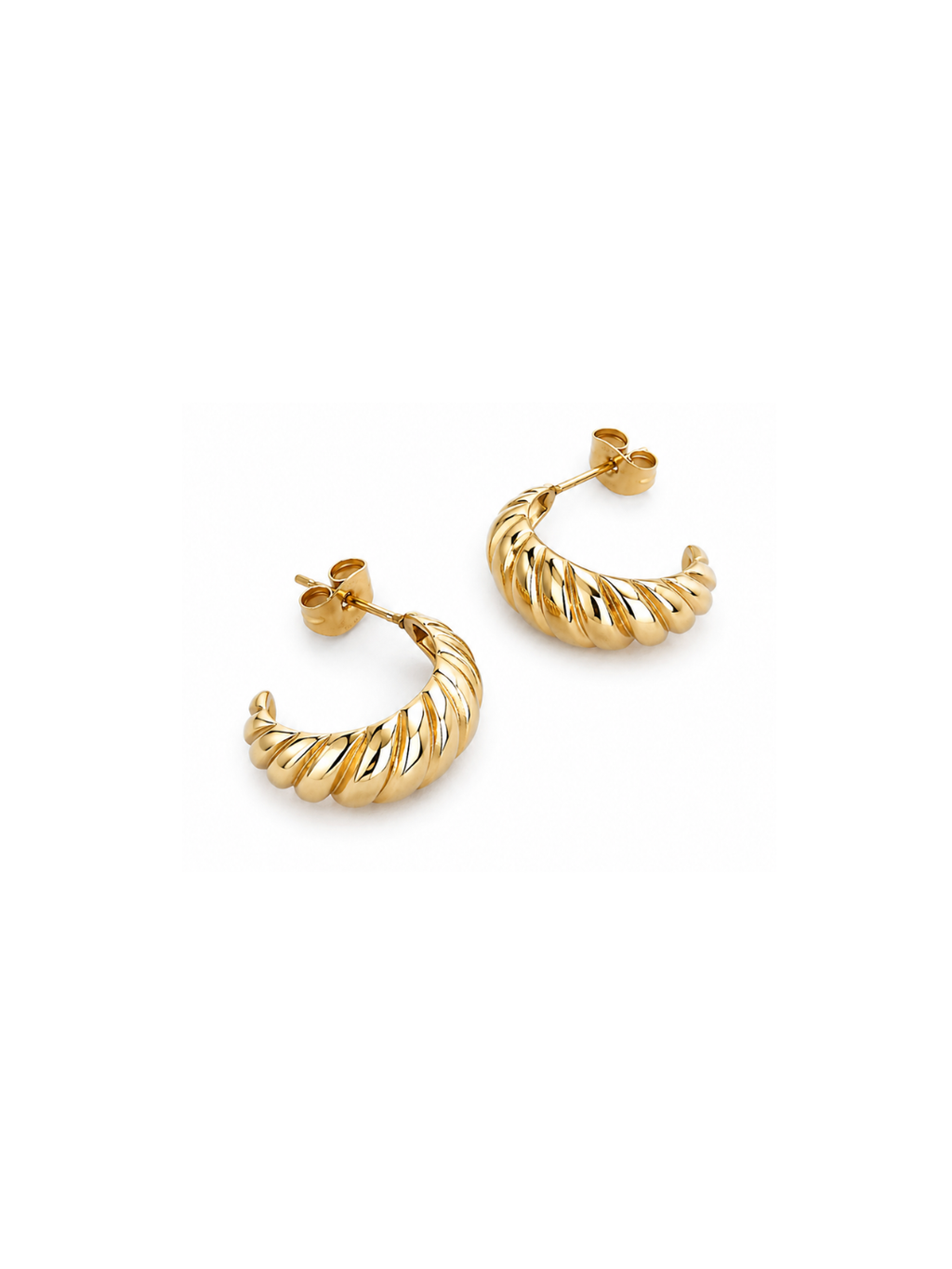 Golden Radiance Twist Hoops Earrings