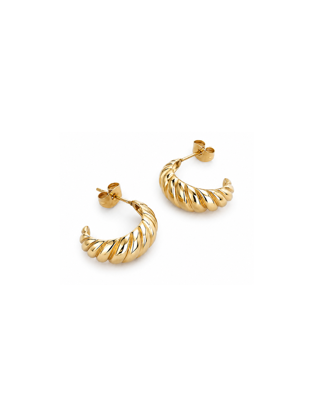 Golden Radiance Twist Hoops Earrings