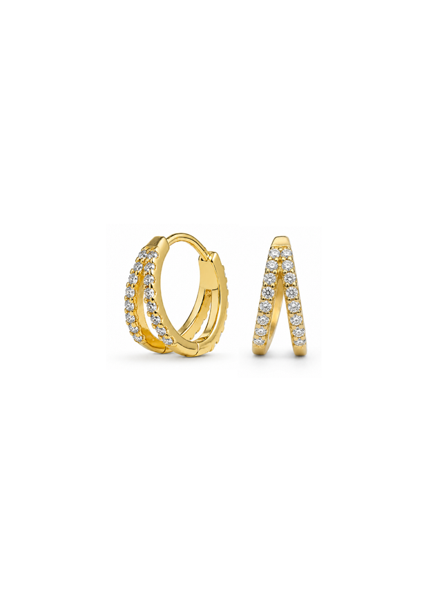 Double Pavé Huggie Earrings