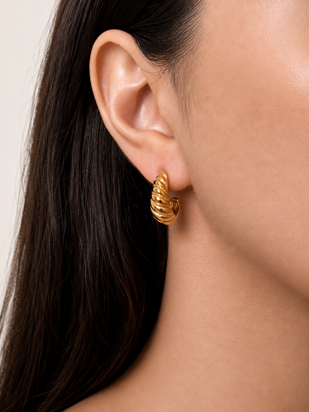 Golden Radiance Twist Hoops Earrings