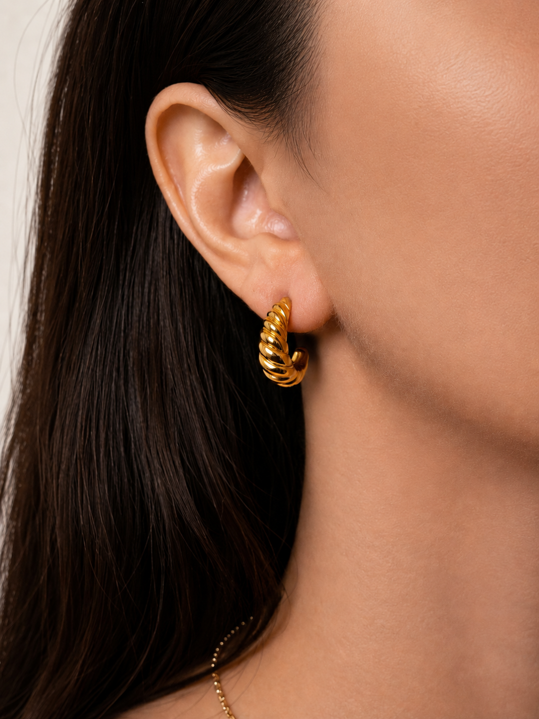 Golden Radiance Twist Hoops Earrings