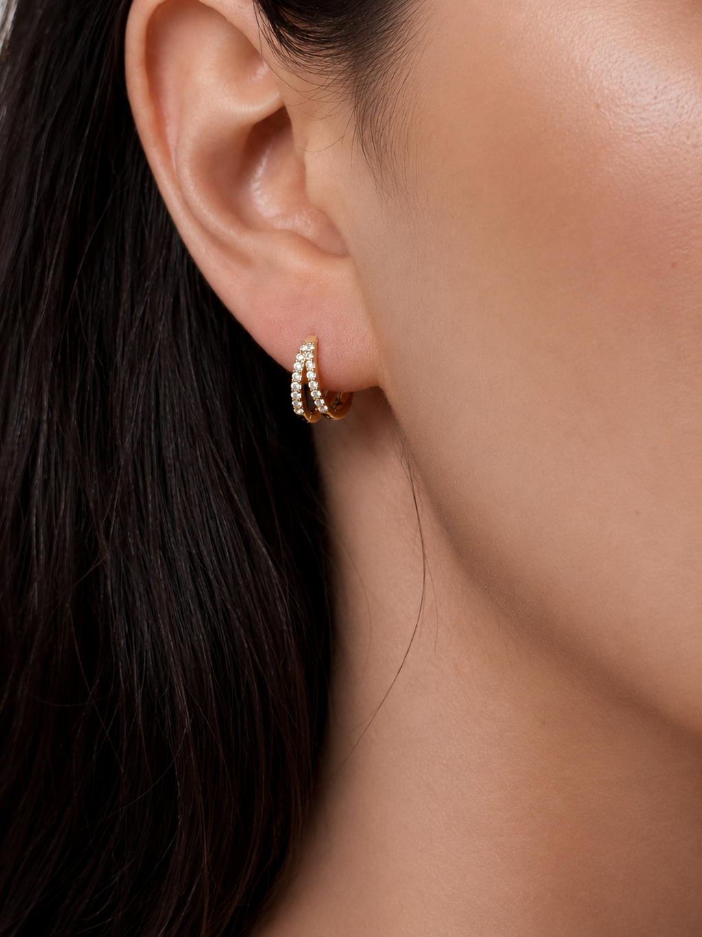 Double Pavé Huggie Earrings