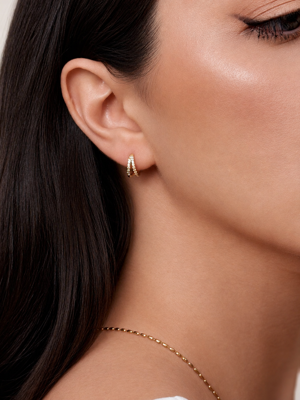 Double Pavé Huggie Earrings