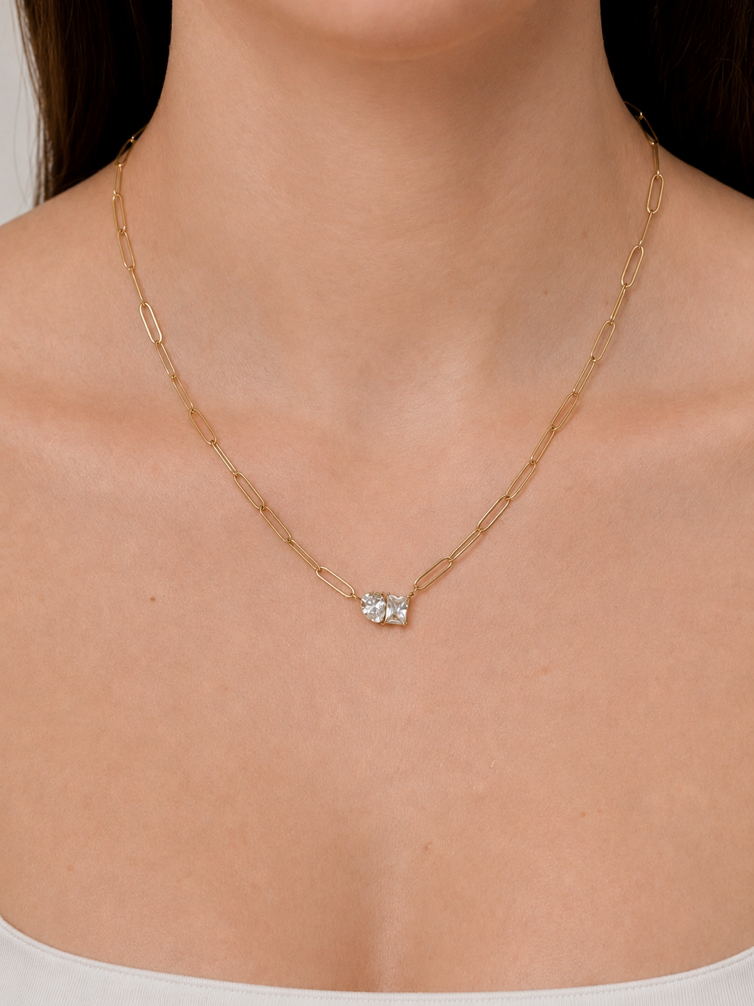 Toi et Moi Paperclip Chain Necklace